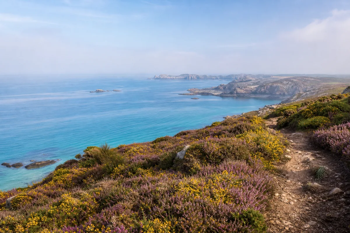 Vue panoramique de la baie de Douarnenez depuis les hauteurs du littoral
